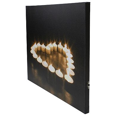 Northlight LED Lighted Flickering Heart-Shaped Candles Canvas Wall Art
