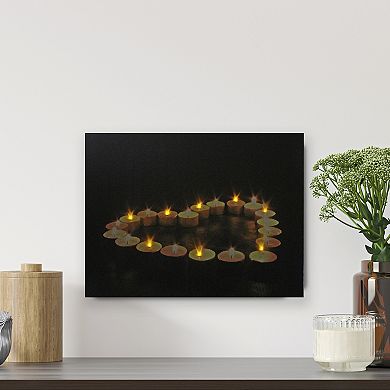 Northlight LED Lighted Flickering Heart-Shaped Candles Canvas Wall Art
