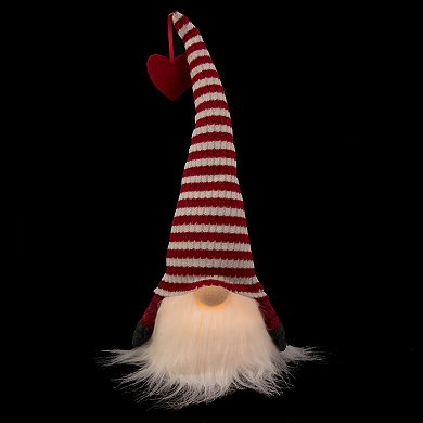 Northlight LED Striped Hat with Heart Valentine's Day Gnome Table Decor