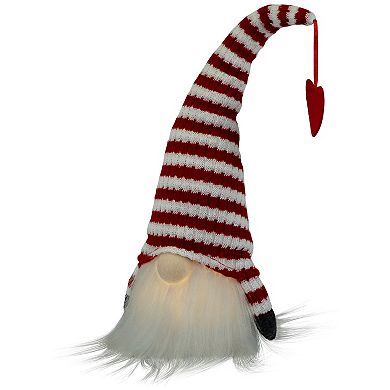 Northlight LED Striped Hat with Heart Valentine's Day Gnome Table Decor