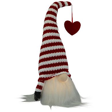 Northlight LED Striped Hat with Heart Valentine's Day Gnome Table Decor