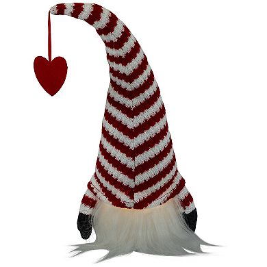 Northlight LED Striped Hat with Heart Valentine's Day Gnome Table Decor