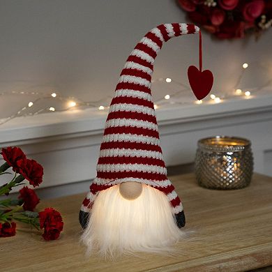 Northlight LED Striped Hat with Heart Valentine's Day Gnome Table Decor