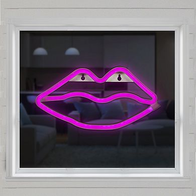 Northlight 10.5" Pink Lips LED Neon Style Valentine's Day Wall Sign