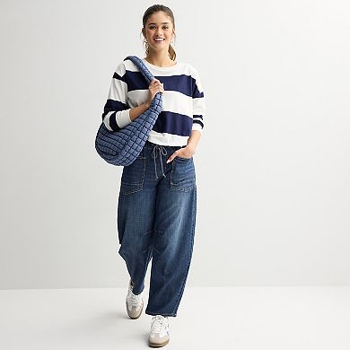 Juniors' SO® Mid Rise Pull On Barrel Jeans