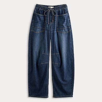 Juniors' SO® Mid Rise Pull On Barrel Jeans