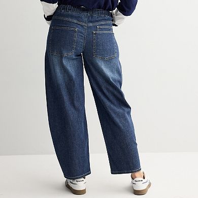Juniors' SO® Mid Rise Pull On Barrel Jeans