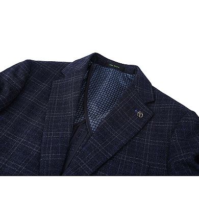 Tom Baine Men Performance Plaid Cashmere Feel Stretch Sport Coat