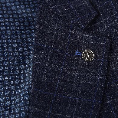 Tom Baine Men Performance Plaid Cashmere Feel Stretch Sport Coat