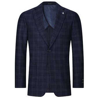 Tom Baine Men Performance Plaid Cashmere Feel Stretch Sport Coat