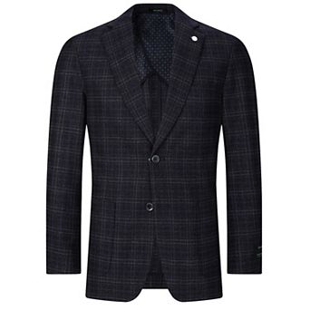 Tom Baine Men Performance Plaid Cashmere Feel Stretch Sport Coat