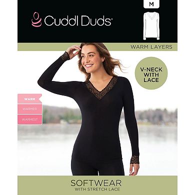 Women's Cuddl Duds® Softwear Stretch Lace Long Sleeve V-Neck Top