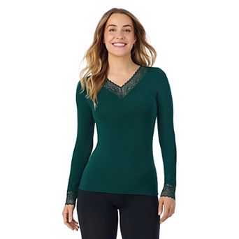 Women's Cuddl Duds® Softwear Stretch Lace Long Sleeve V-Neck Top