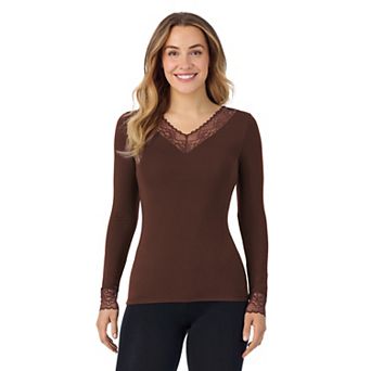 Women's Cuddl Duds® Softwear Stretch Lace Long Sleeve V-Neck Top