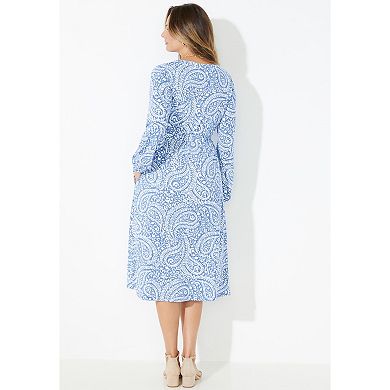 Catherines Women's Plus Size Liz&Me Peasant Wrap Dress