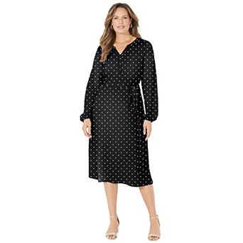 Catherines Women's Plus Size Liz&Me Peasant Wrap Dress