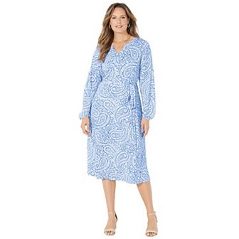 Catherines Women's Plus Size Liz&Me Peasant Wrap Dress