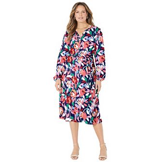 Catherines Women's Plus Size Liz&Me Peasant Wrap Dress