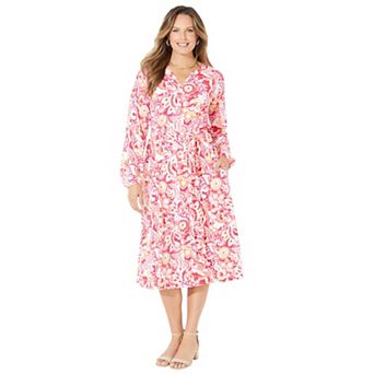 Catherines Women's Plus Size Liz&Me Peasant Wrap Dress