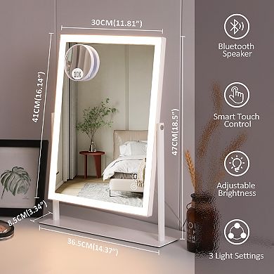 VANITII Hollywood Mirror With Light 12''x16'' Bluetooth Speaker Smart Control