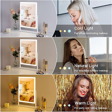 VANITII Hollywood Mirror With Light 12''x16'' Bluetooth Speaker Smart Control