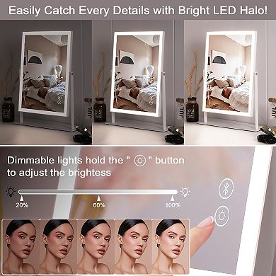 VANITII Hollywood Mirror With Light 12''x16'' Bluetooth Speaker Smart Control