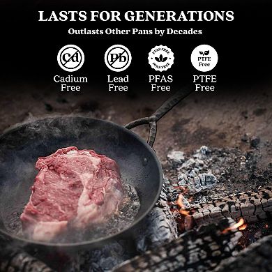 Alva Artist Carbon Steel Pan 11" Non Toxic Pre-Seasoned w/ Natural Mineral Oil Nonstick Frying Pan