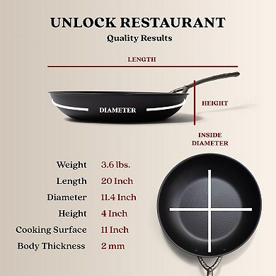 Alva Artist Carbon Steel Pan 11" Non Toxic Pre-Seasoned w/ Natural Mineral Oil Nonstick Frying Pan