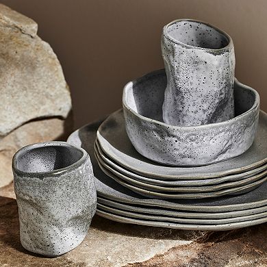 Stone by Mercer Project ATIK Stoneware 16-Piece Dinnerware Set in Speckled Grey