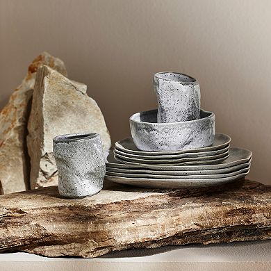 Stone by Mercer Project ATIK Stoneware 16-Piece Dinnerware Set in Speckled Grey