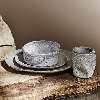 Stone by Mercer Project ATIK Stoneware 16-Piece Dinnerware Set in Speckled Grey