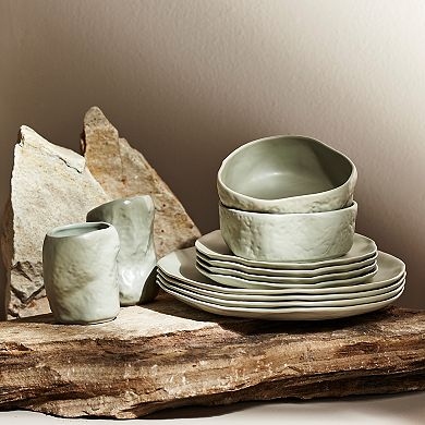 Stone by Mercer Project ATIK Stoneware 32-Piece Dinnerware Set in Sage-Grey