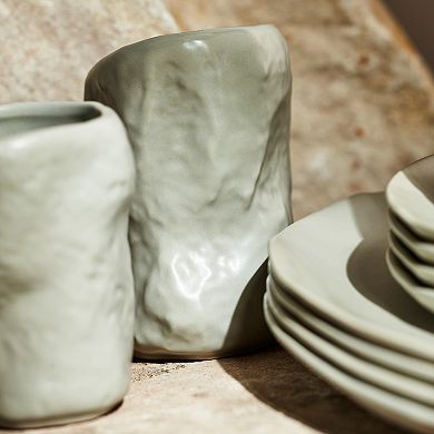 Stone by Mercer Project ATIK Stoneware 32-Piece Dinnerware Set in Sage-Grey