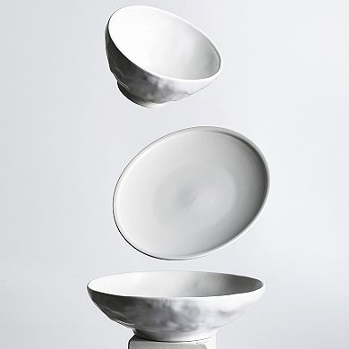Stone by Mercer Project NENDO Stoneware 16-Piece Dinnerware Set in White
