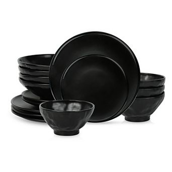 Stone by Mercer Project NENDO Stoneware 16 pc Dinnerware Set in Black