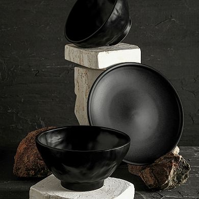 Stone by Mercer Project NENDO Stoneware 16-Piece Dinnerware Set in Black