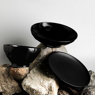 Stone by Mercer Project NENDO Stoneware 16-Piece Dinnerware Set in Black