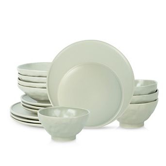 Stone by Mercer Project NENDO Stoneware 16 pc Dinnerware Set in Sage-Grey