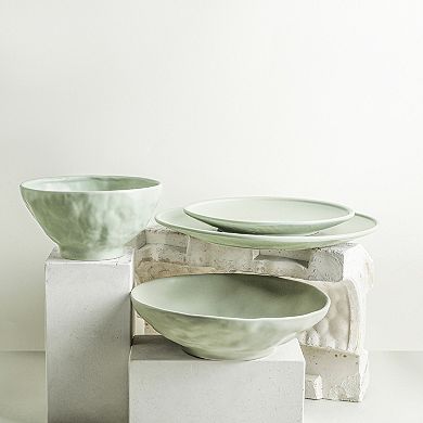 Stone by Mercer Project NENDO Stoneware 16-Piece Dinnerware Set in Sage-Grey