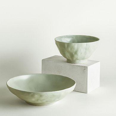 Stone by Mercer Project NENDO Stoneware 16-Piece Dinnerware Set in Sage-Grey