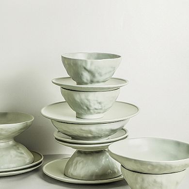 Stone by Mercer Project NENDO Stoneware 16-Piece Dinnerware Set in Sage-Grey
