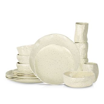 Stone by Mercer Project ATIK Stoneware 16 pc Dinnerware Set in Speckled Cream