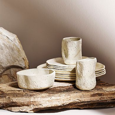 Stone by Mercer Project ATIK Stoneware 16-Piece Dinnerware Set in Speckled Cream