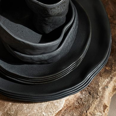 Stone by Mercer Project ATIK Stoneware 16-Piece Dinnerware Set in Speckled Matte Black