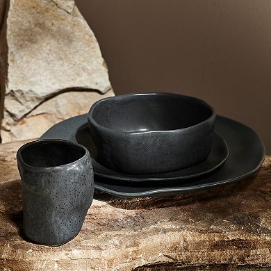 Stone by Mercer Project ATIK Stoneware 16-Piece Dinnerware Set in Speckled Matte Black