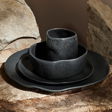 Stone by Mercer Project ATIK Stoneware 16-Piece Dinnerware Set in Speckled Matte Black