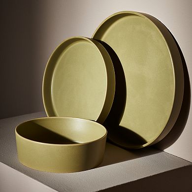 Stone by Mercer Project MODAN 12-Piece Round Dinnerware Set in Green