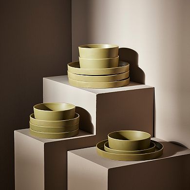 Stone by Mercer Project MODAN 12-Piece Round Dinnerware Set in Green