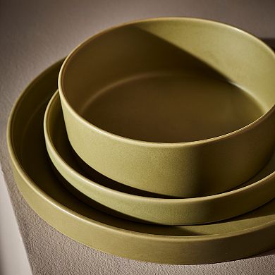 Stone by Mercer Project MODAN 12-Piece Round Dinnerware Set in Green