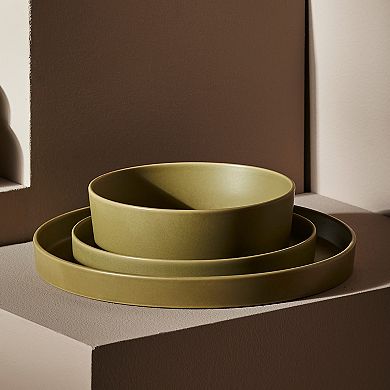 Stone by Mercer Project MODAN 12-Piece Round Dinnerware Set in Green